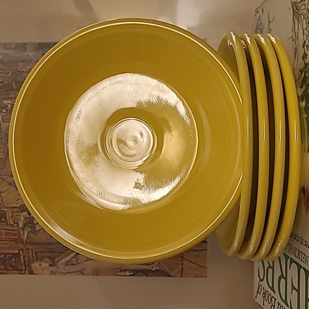FIESTAWARE DAFFODIL YELLOW SALAD PLATES SET OF 5
